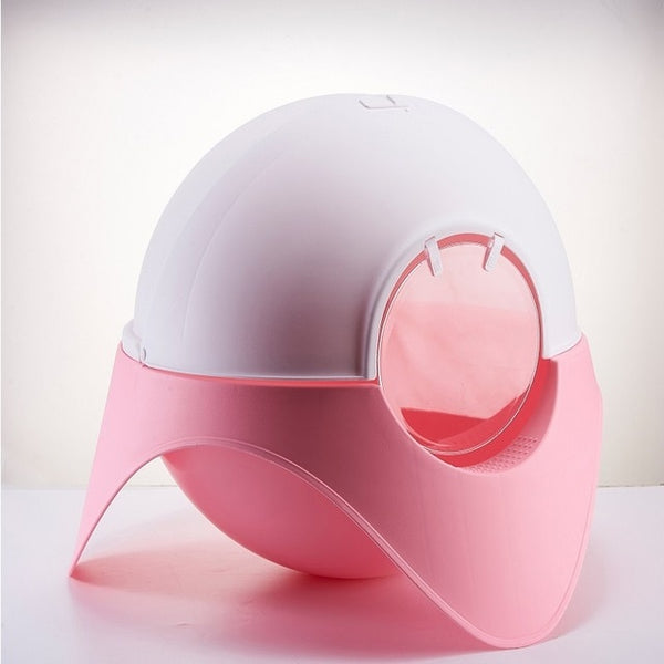 Original Cat Litter Box Cute Fully Enclosed Plastic Litter Box for Pet Cat Toilet Space Ship Space Capsule Shape Cat Litter Beds