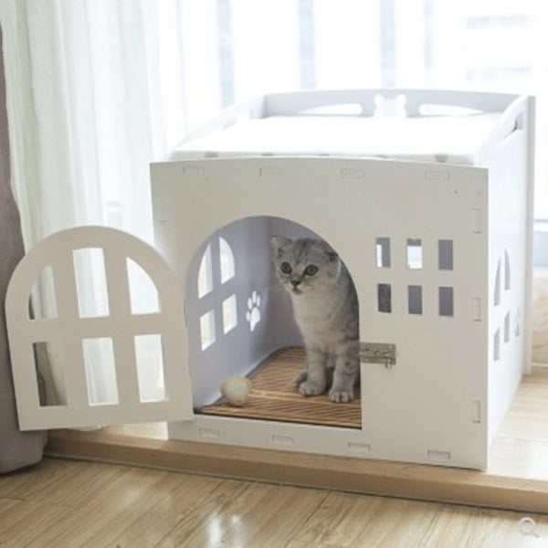 Cat Sleeping Bed with Door Window Cat Bed Cat House for Small Dogs Nest Four Seasons Villa Washable  Cat Beds Tents Kitten House
