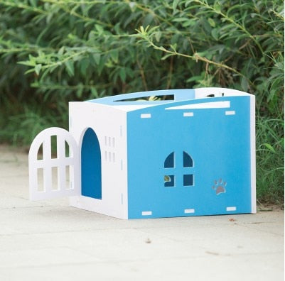 Cat Sleeping Bed with Door Window Cat Bed Cat House for Small Dogs Nest Four Seasons Villa Washable  Cat Beds Tents Kitten House