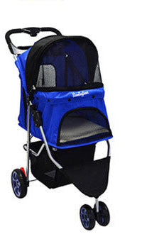 A 3 Wheels Pet Trolley  Lightweight Folding Cat Dog Stroller Easy Storage with Removable Disks Soft Sleeping Mats Shock Absorber