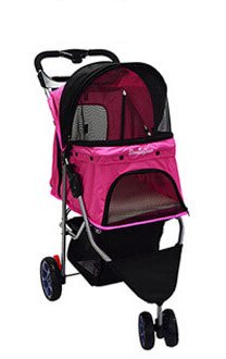 A 3 Wheels Pet Trolley  Lightweight Folding Cat Dog Stroller Easy Storage with Removable Disks Soft Sleeping Mats Shock Absorber