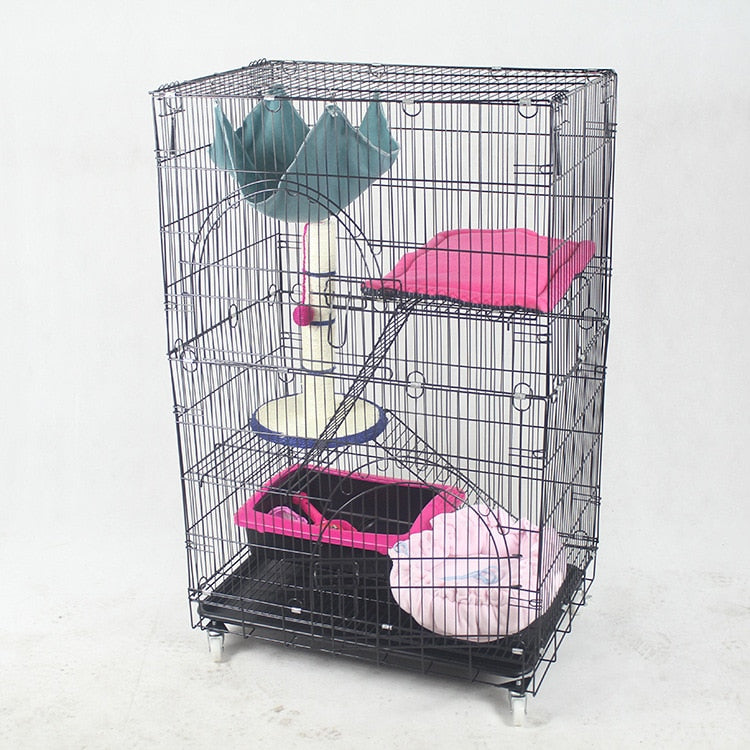 76*51*65cm Double Layer Cat Cage Portable Foldable Playpen Pet Dog Crate Room Puppy Exercise Kennel Cat Cage Pet Dogs Cats House