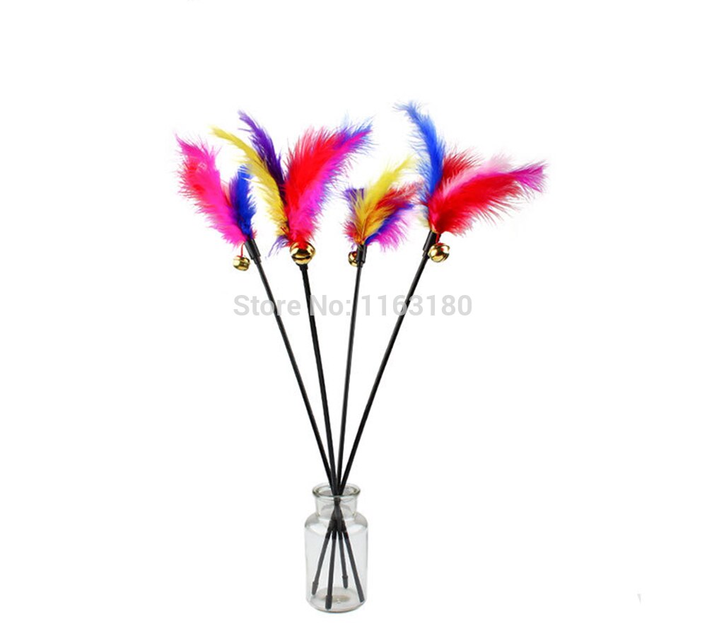 120pcs/lot Cat Toys Kitten Pet Cat Teaser Turkey Feather Interactive Scratching Stick Toy Cat Supplies Fun Toys Products for Cat