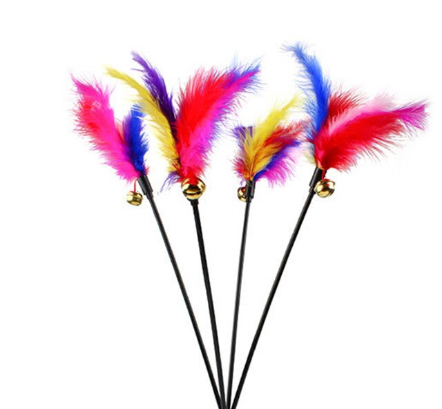 120pcs/lot Cat Toys Kitten Pet Cat Teaser Turkey Feather Interactive Scratching Stick Toy Cat Supplies Fun Toys Products for Cat