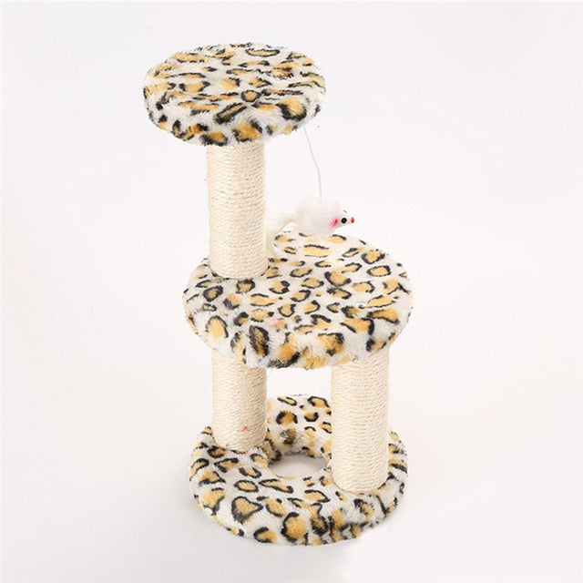 3 Layers Leopard Printing Cat Jump Climbing With Hanging Mouse Cats Climb Frame Furniture Scratchers Kitten Cat Playing Toy