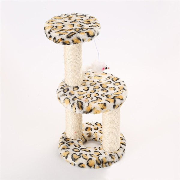3 Layers Leopard Printing Cat Jump Climbing With Hanging Mouse Cats Climb Frame Furniture Scratchers Kitten Cat Playing Toy