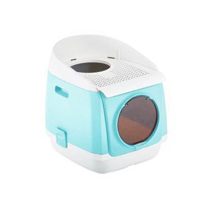 Fabric Cabin Cat Sand Pot Dual-door Fully-enclosed Cat Toilet Splash-proof Folding Cat Toilet Pet Mat Cat Litter Box