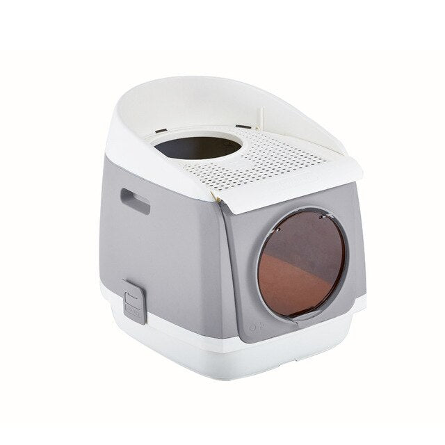 Fabric Cabin Cat Sand Pot Dual-door Fully-enclosed Cat Toilet Splash-proof Folding Cat Toilet Pet Mat Cat Litter Box