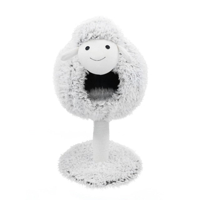 HEYPET Cat Climbing Frame Sheep Shape Cat Bed Cat House Tree Cat Scratched Toy Pet Furniture Scratched Wooden Tree Cat Jumping