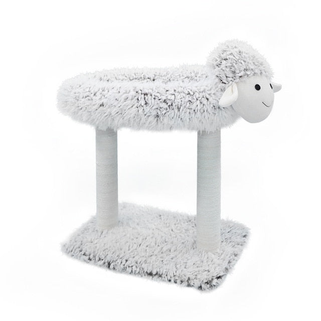 HEYPET Cat Climbing Frame Sheep Shape Cat Bed Cat House Tree Cat Scratched Toy Pet Furniture Scratched Wooden Tree Cat Jumping
