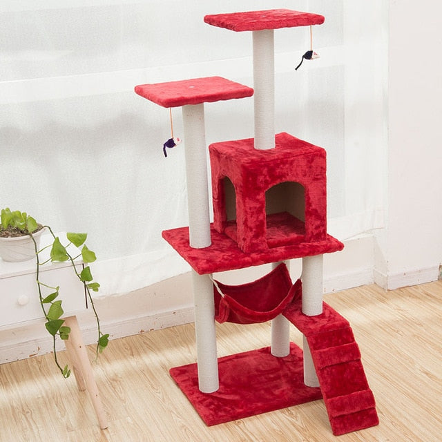 HEYPET Cat Toy Scratching H125CM Wood Climbing Tree Cat Jumping Standing Frame Cat Bed Furniture Pet Supplies