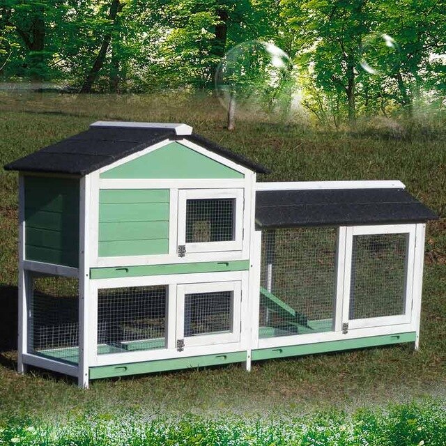 Wooden rabbit cage Anti-spray luxury double layer Drawer style Rabbit's Nest Pet cage Cat House Pigeon cage villa