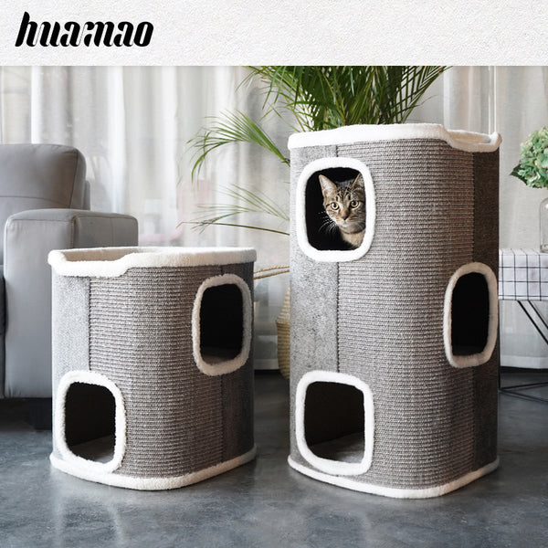 Sisal barrel cat climbs cat nest cat tree four seasons universal half-closed villa deluxe pet supplies cat furniture cat house