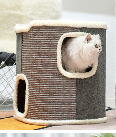 Sisal barrel cat climbs cat nest cat tree four seasons universal half-closed villa deluxe pet supplies cat furniture cat house