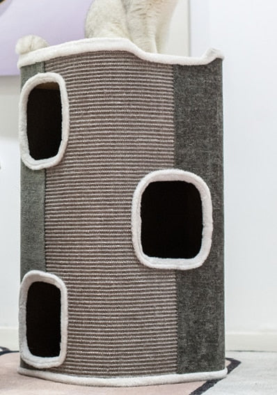 Sisal barrel cat climbs cat nest cat tree four seasons universal half-closed villa deluxe pet supplies cat furniture cat house