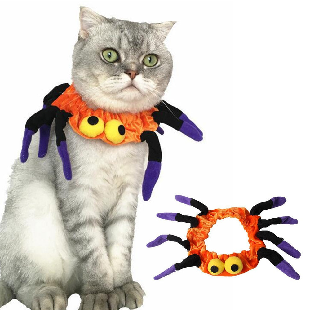 Adjustable Halloween Cat Collar Leash Harnesses Spider Masquerade Cosplay Party For Pet Cat Dog Accessories Festival Decoration