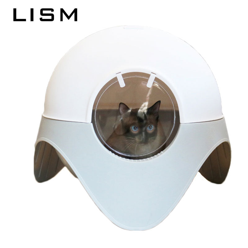 Original Cat Litter Box Cute Fully Enclosed Plastic Litter Box for Pet Cat Toilet Space Ship Space Capsule Shape Cat Litter Beds
