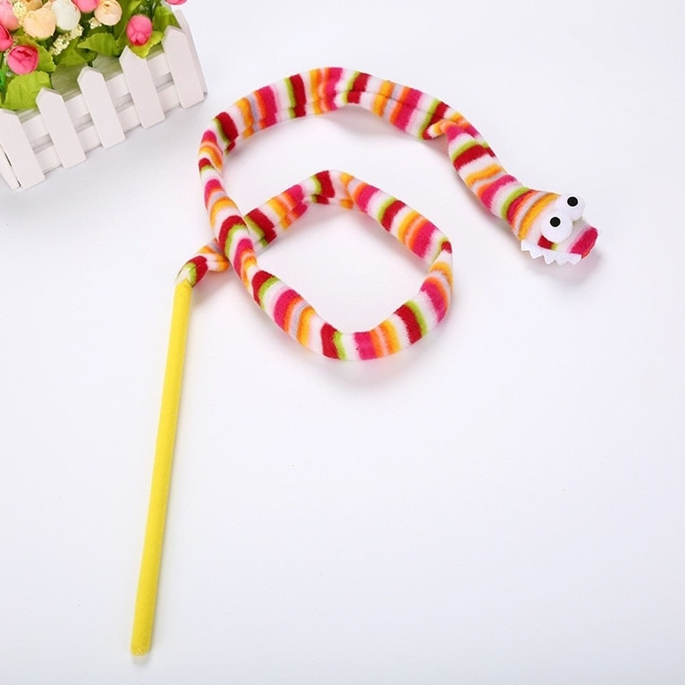 Cartoon Snake Teaser Wand Plastic Pet Toys Cat Toys Cute Funny Colorful Rod For Cats Interactive Stick Cat Supplies