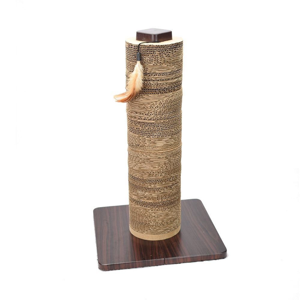 Cat Play Toys Corrugated Paper Cat Scratcher with Feather  For Kitten Catnip Cat Scratching Pad Board Mat Scratcher