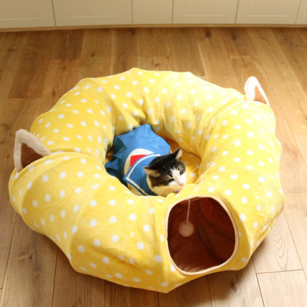 Cat play funny toy tunnel bulk pet tunnel small pet toys rabbit Christmas pet tunnel cat beds house and sleep with ball