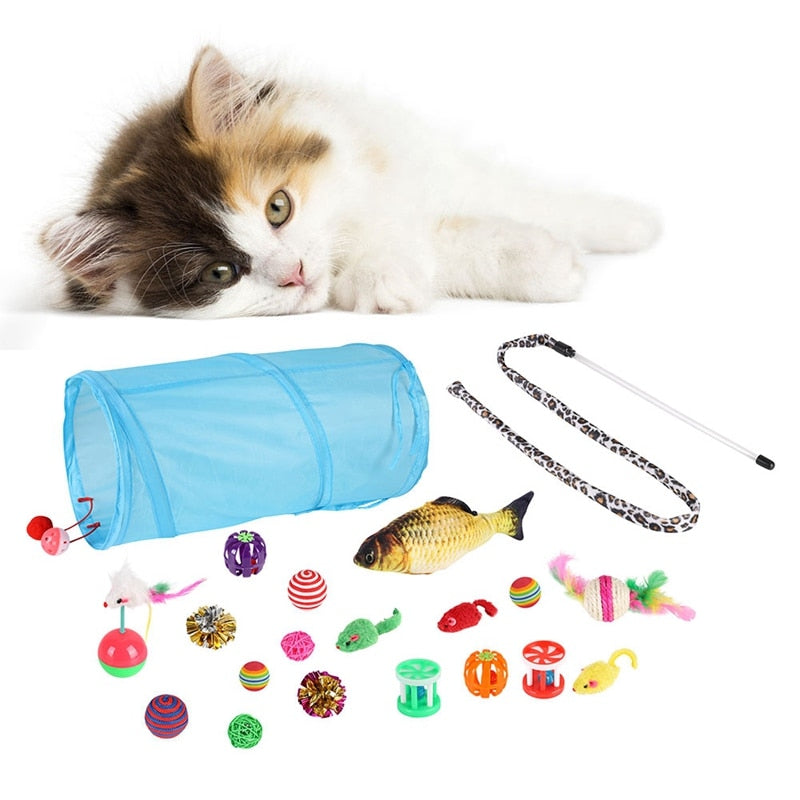 20/21Pcs Pet Dog Cat Toys Set Assorted Teaser Cats Exercise Toys Chew Ball Dog Toys Tooth Grinding & Training Pet Toy Supplies