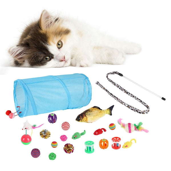 20/21Pcs Pet Dog Cat Toys Set Assorted Teaser Cats Exercise Toys Chew Ball Dog Toys Tooth Grinding & Training Pet Toy Supplies