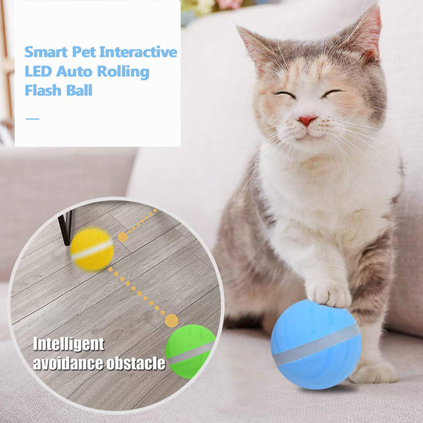 LED Rolling Flash Ball USB Electrical Pet Toy for Cats Small Dogs Waterproof Kid Toy LED Rolling Flash Ball Funny Cat Toy