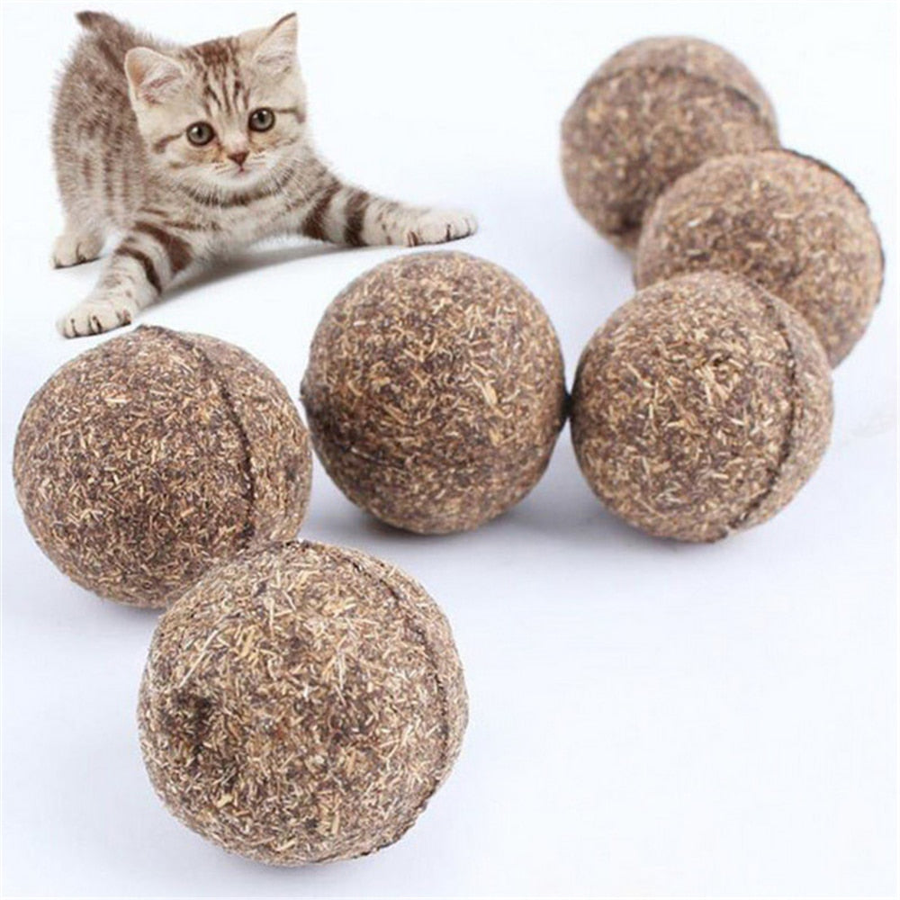 100 pcs Cat Toy Natural Catnip Ball Menthol Flavor Cat Treats 100% Edible Cats-go-crazy Treats Chasing Toys
