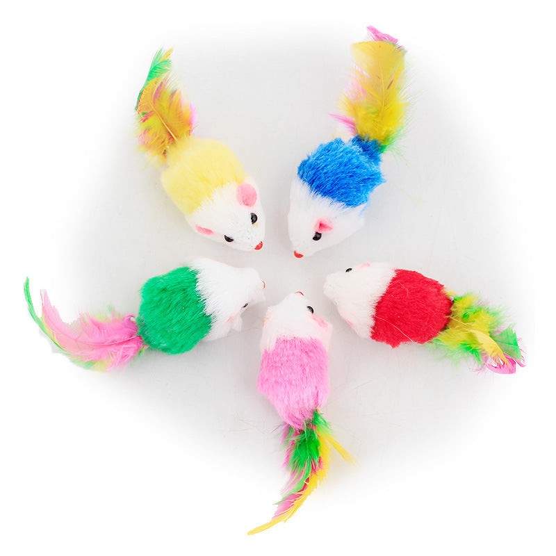 Plush Mouse Cat Toy Cute Colorful Teasing Pet Toys Soft Comfort Fleece False Kitten Plaything W9054