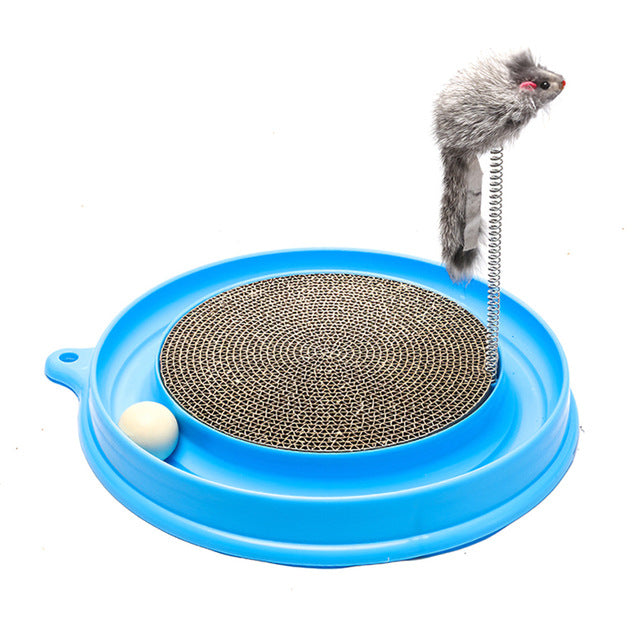 Cat Track Toy Cardboard Scratcher with Spring Mouse Interactive Moving Ball Plate Crazy Ball Disk Toys for Cats Pet Supplies