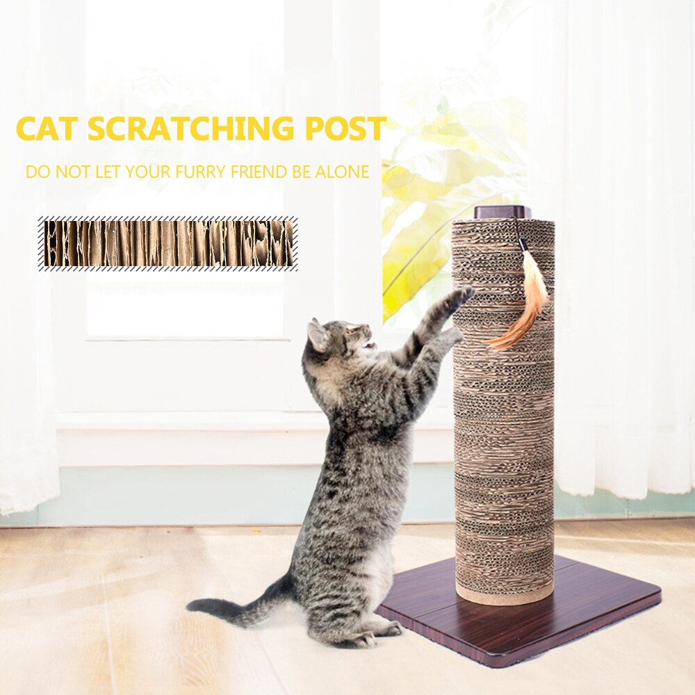 Vertical Corrugated Paper Cat Scratching Toy Cat Scratcher Cat Climbing Toys with Feather For Kitten Catnip Cat Scratching Pad