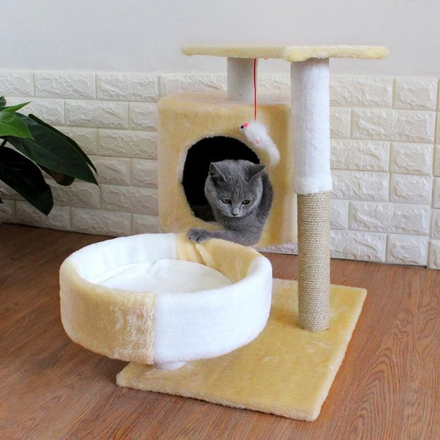 17% Cat Climbing Frame Solid Wood Cat Nest Jumping Platform Scratch Column Multi-layer Cat Toy Scratching Tree Cat Supplies