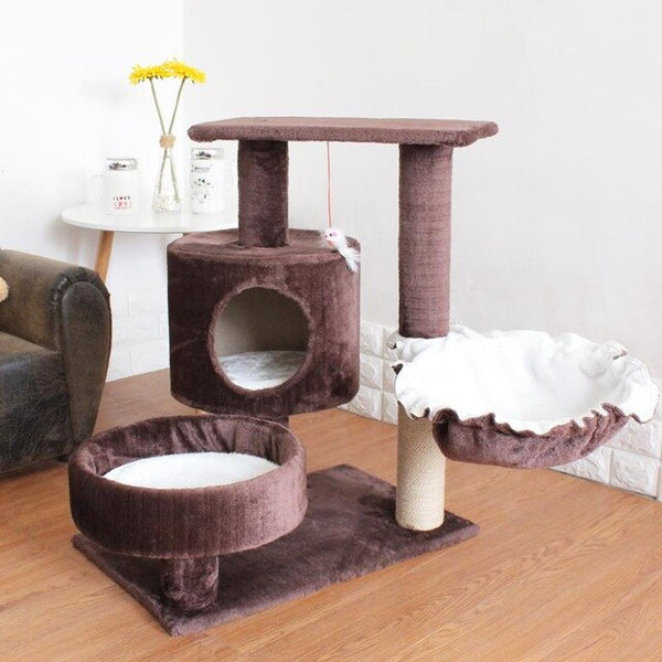17% Cat Climbing Frame Solid Wood Cat Nest Jumping Platform Scratch Column Multi-layer Cat Toy Scratching Tree Cat Supplies