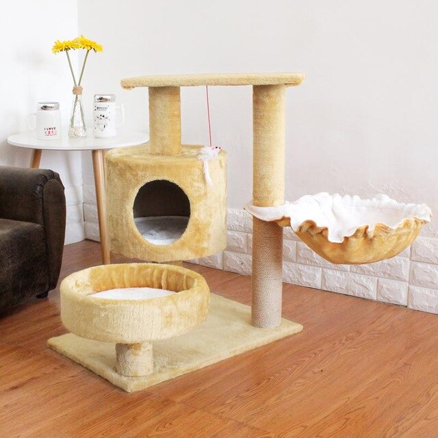 17% Cat Climbing Frame Solid Wood Cat Nest Jumping Platform Scratch Column Multi-layer Cat Toy Scratching Tree Cat Supplies