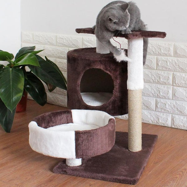 17% Cat Climbing Frame Solid Wood Cat Nest Jumping Platform Scratch Column Multi-layer Cat Toy Scratching Tree Cat Supplies