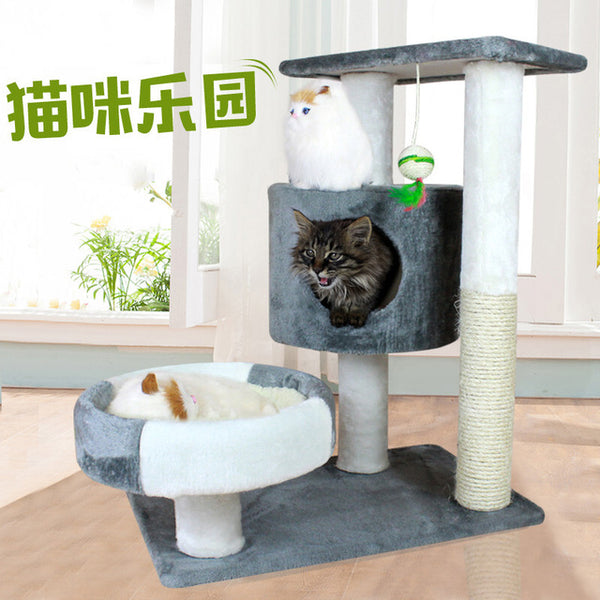 cat climbing frame cat litter tree solid wood one small cat frame scratch column multi-layer jumping cat toy