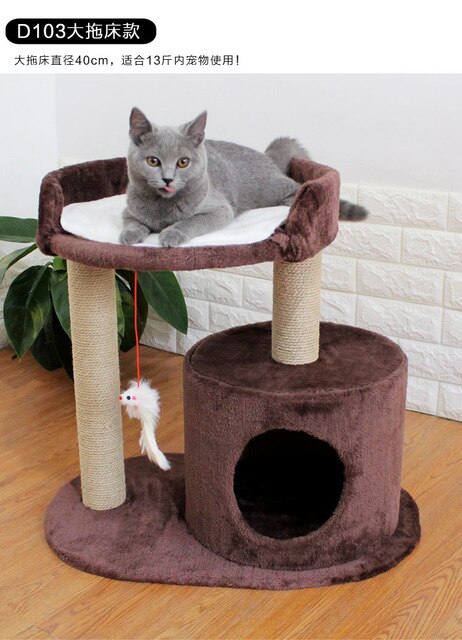 cat climbing frame cat litter tree solid wood one small cat frame scratch column multi-layer jumping cat toy