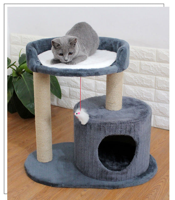 cat climbing frame cat litter tree solid wood one small cat frame scratch column multi-layer jumping cat toy