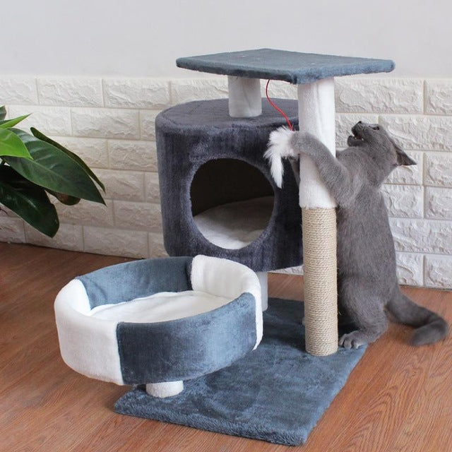 17%cat climbing frame cat litter tree solid wood one small cat frame scratch column multi-layer jumping cat toy