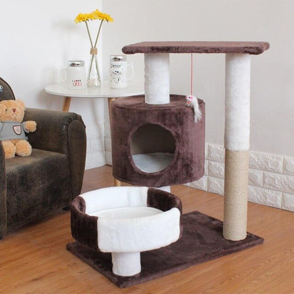 17%cat climbing frame cat litter tree solid wood one small cat frame scratch column multi-layer jumping cat toy