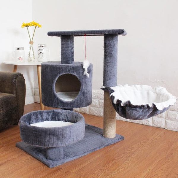 17%cat climbing frame cat litter tree solid wood one small cat frame scratch column multi-layer jumping cat toy