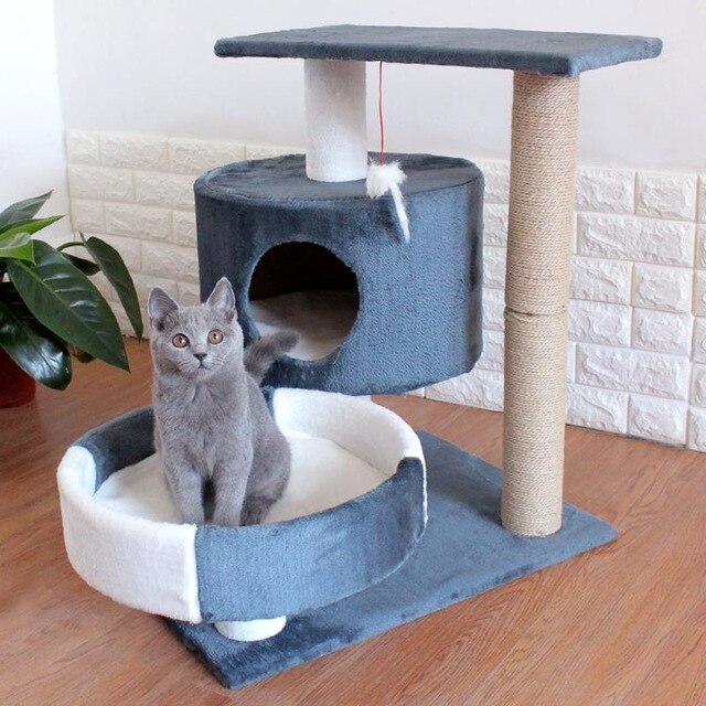 17%cat climbing frame cat litter tree solid wood one small cat frame scratch column multi-layer jumping cat toy