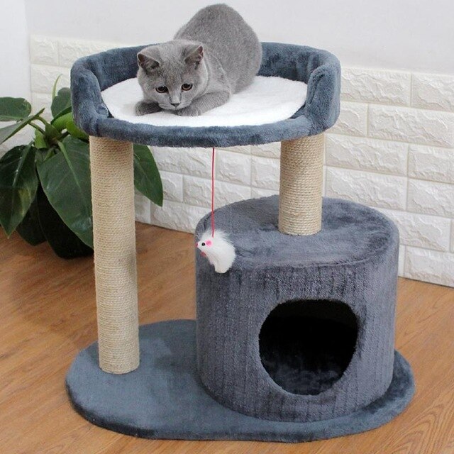 17%cat climbing frame cat litter tree solid wood one small cat frame scratch column multi-layer jumping cat toy