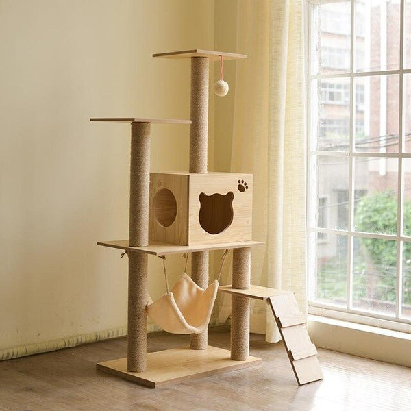 Large cat climbing frame cat nest tree grab column cat toy jumping platform multilayer wooden cat supplies