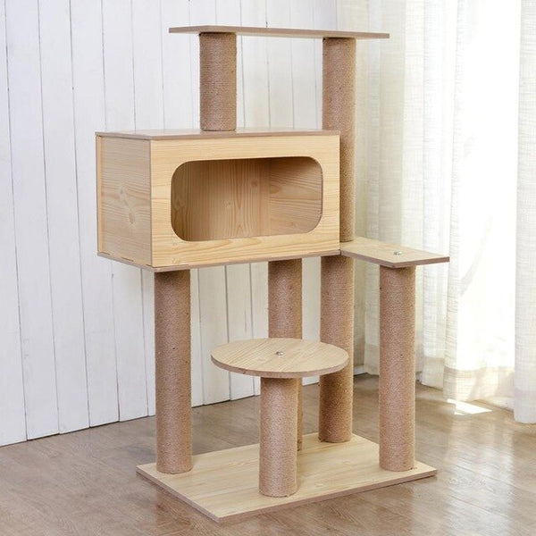 Large cat climbing frame cat nest tree grab column cat toy jumping platform multilayer wooden cat supplies