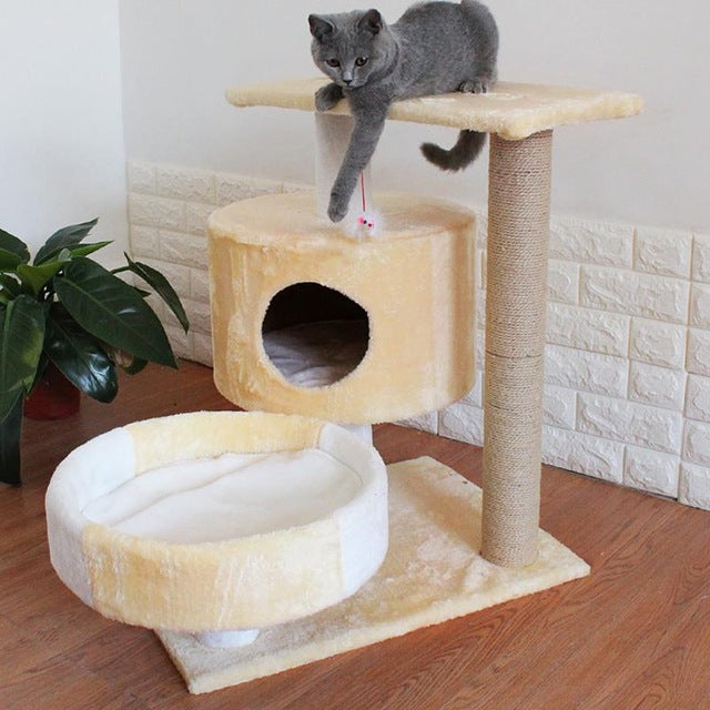 Cat Climbing Frame Cat Litter Tree Solid Wood Cat Frame Scratch Column Multi-layer Jumping Cat Toy Cat Cave Cat Kennel