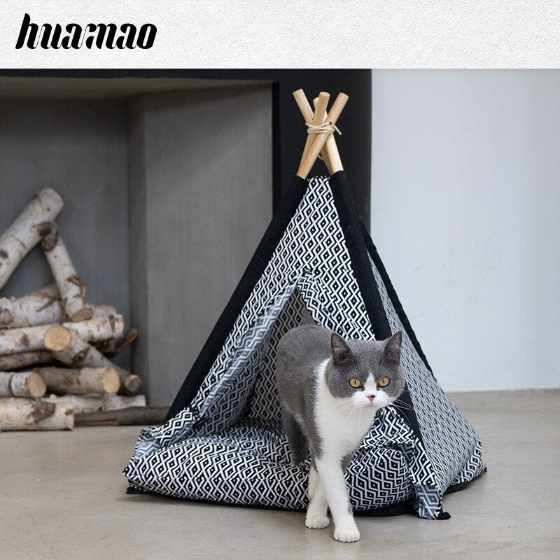 Summer cat nest cat nest cat toy cat climbing rack small solid wood washable cat tent nest cat bed house cat products cat mat