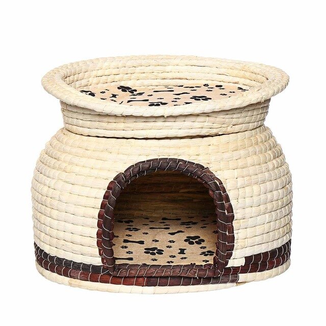 Dual-use Pet Dog Cat Soft Bed House Kennel Breathable 2 Layers Puppy Cushion Basket Cage Pet Supplies Cat Accessories 44x33cm