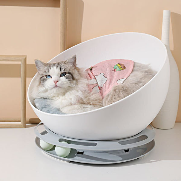 @HE Single-Layer Turntable Toy Semi-Circular Cat Litter Two-In-One Environmental Material Hemisphere Space Pet Cat Stool Nest
