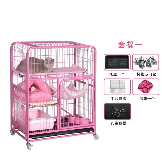 Cat cage villa multi-layer cat litter home indoor large cat small pet cat cage